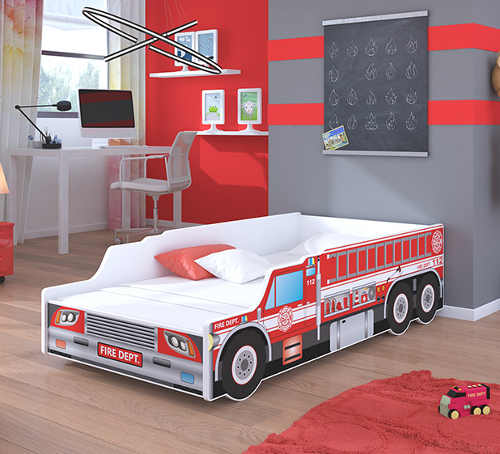 Detská posteľ v originálnom dizajne hasičského auta