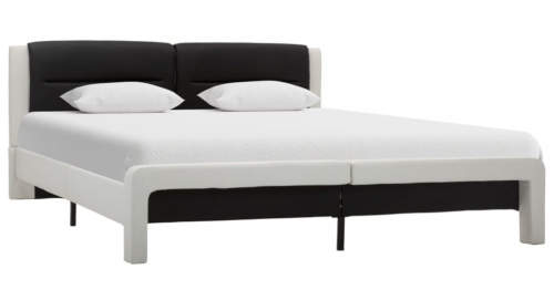 Moderná čiernobiela posteľ z umelej kože