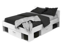 Multifunkčná perleťovo biela posteľ 140 x 200 cm