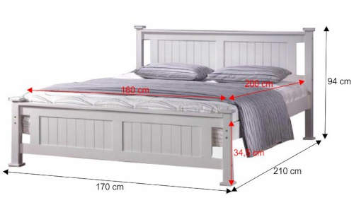 Biela manželská posteľ s rovným lôžkom 160 x 200 cm