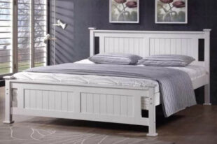 Biela posteľ Scyre 160×200 vo vidieckom štýle