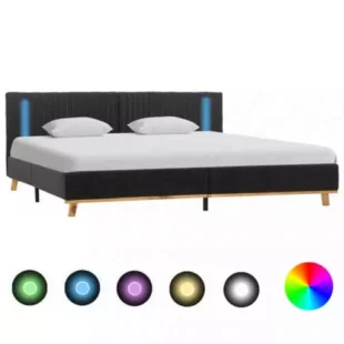 Čalúnená tmavosivá posteľ v rôznych rozmeroch s LED svetlom
