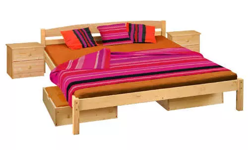 Lacná manželská posteľ z borovicového masívu 160 × 200 cm