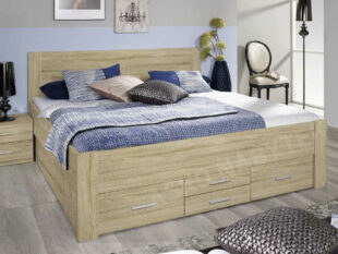 Moderná manželská posteľ v dekore dub sonoma s úložným priestorom