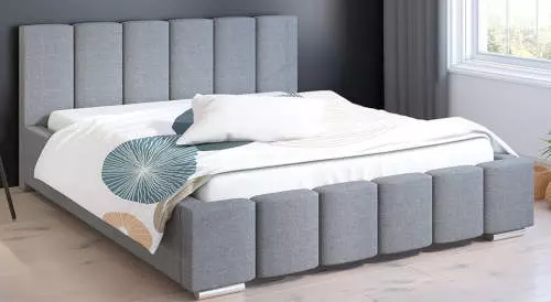 Sivá čalúnená manželská posteľ 140 x 200 cm