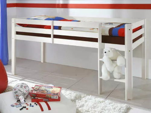 Vyvýšená posteľ do detskej izby biela borovica