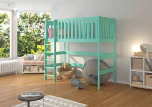 Detská drevená poschodová posteľ 90×200 cm so zábranou