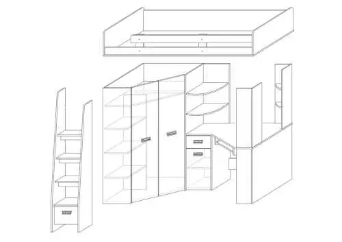Drevená poschodová posteľ s úložným priestorom