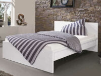 Lacná jednolôžková posteľ lesklá biela
