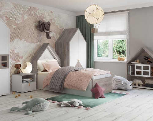 Moderná detská posteľ pre dievčatá a chlapcov