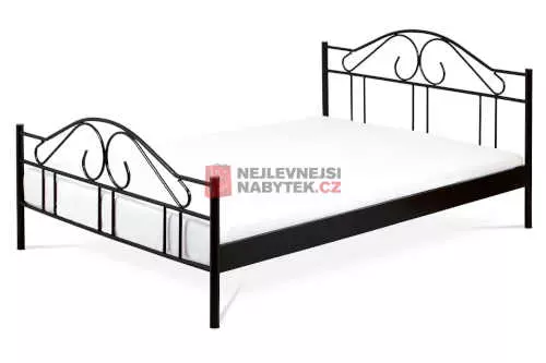 Dvojlôžková priestranná kovová posteľ v čiernej farbe