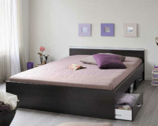 Manželská posteľ Wenge s 2 úložnými zásuvkami s kovovými bežcami
