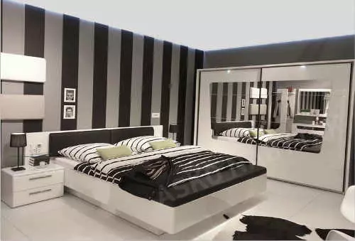 Moderná čiernobiela spálňa pre mladých