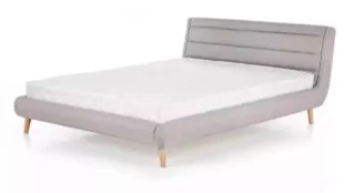Nízka sivá čalúnená posteľ Elanda 140×200 cm