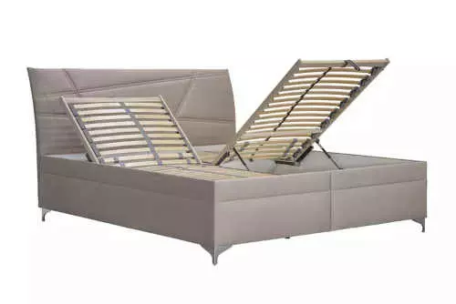Béžová posteľ s úložným priestorom