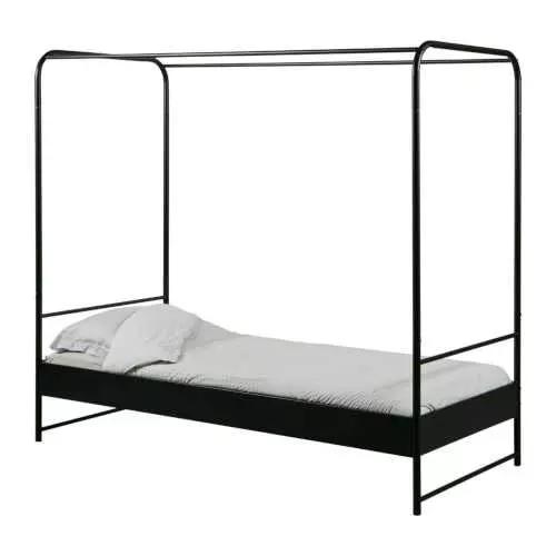 Čierna jednolôžková posteľ z kovu