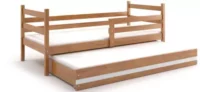 Jednolôžková posteľ z masívneho dreva s praktickou prístelkou