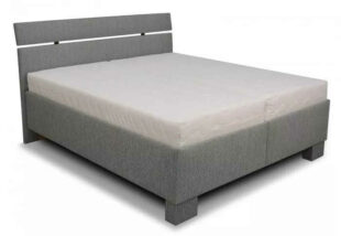 Sivá čalúnená manželská posteľ s dvoma polohovateľnými roštami