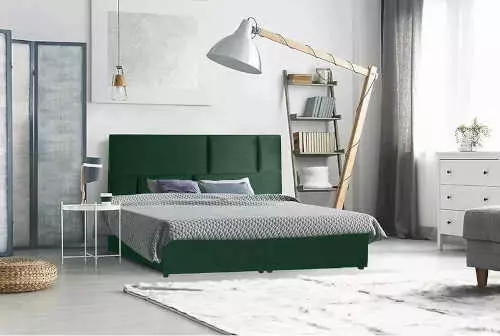 Zelená čalúnená posteľ 180x200