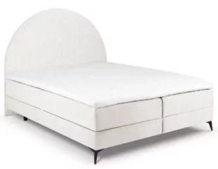 Biela posteľ boxspring 160×200 s úložným priestorom a okrúhlym čelom