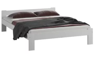 Lacná biela manželská posteľ 140×200 z borovicového masívu